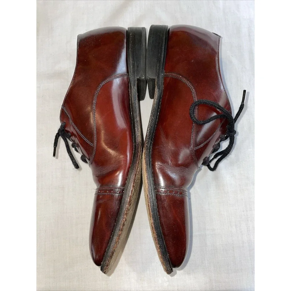 Johnston & Murphy Captoe Dress Shoes Mens Size 9 N Burgundy Leather Oxfords